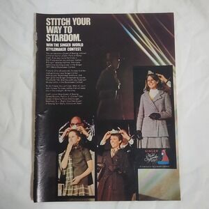 Vintage Print Ad Singer sewing machine World Stylemaker Contest clipping 1971